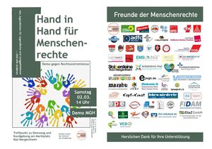 Demo-Hand in Hand für Menschenrechte